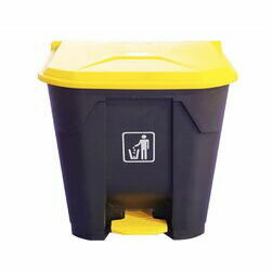 Atkritumu kaste 40l ar pedāli melna ar dzeltenu vāku (LV)