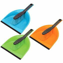 Dustpan with rubber lip and brush Azur