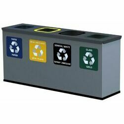 Waste segregation bin EKO STATION 4x12L, for paper, plastic, glass and mixed wastes