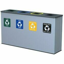 Waste segregation bin EKO STATION 4x60L, for paper, plastic, glass and mixed wastes